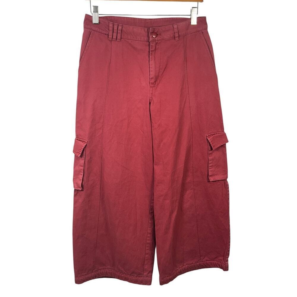 Adidas 90s Originals Cargo Pants Womens Small Red Wide Leg Y2K Streetwear
